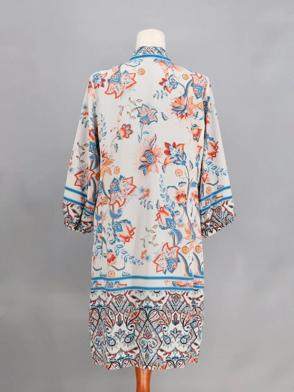 CHICO'S Rising Bloom Floral Open Front Kimono Jacket Cardigan Size 1/M